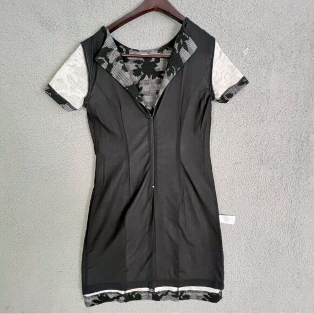 BROOKS BROTHERS WOMENS GRAY AND BLACK FLORAL EMBROIDERED DRESS SIZE 10 - Picture 4 of 11